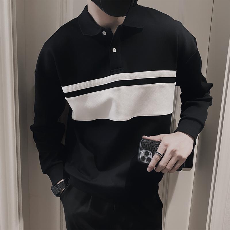 メンズ 服 シンプル ファッション オシャレ 大人 かっこいい 大きいサイズ ストリート 紳士服 ポロ カラー スウェットシャツ T シャツ ジャケット 秋 長袖 トレーナー