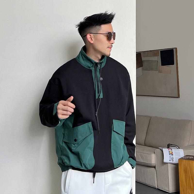 メンズ 服 分かりやすい 流行り物 オシャレ 成年者 かっこいい 気が大きい大きさ 表どおり 成人男性服 照明ランプ色合い 二分の一 ジップジャケット トップス 上衣 細工物お召しもの 心地よい