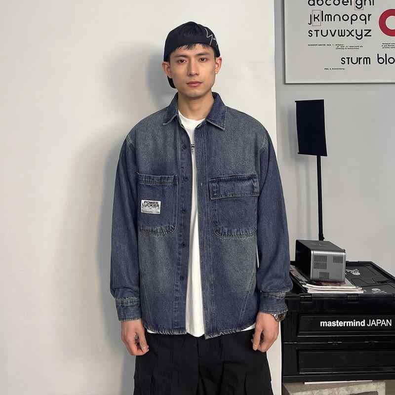 メンズ 服 分かりやすい 流行り物 オシャレ 成年者 かっこいい 途轍も無い大きさ 表どおり 成人男性服 ウォッシュデニム 上衣 春 秋 アメリカン 心地よい