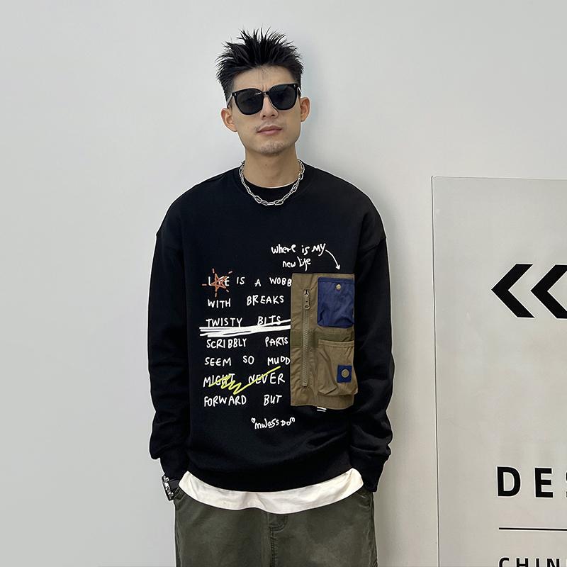 メンズ 服 シンプル ファッション オシャレ 大人 かっこいい 大きいサイズ ストリート 紳士服 厚手 スウェットシャツ レター プリント アメリカン カジュアル ラウンドネック｜リコット