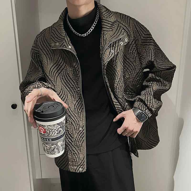 メンズ  服  分かりやすい 流行り物 オシャレ 成年者 かっこいい 途轍も無い大きさ 表どおり 成人男性服  ハイエンド シワ 産業 エコ なめし革 照明ランプ色合い 上衣 トップス 心地よい