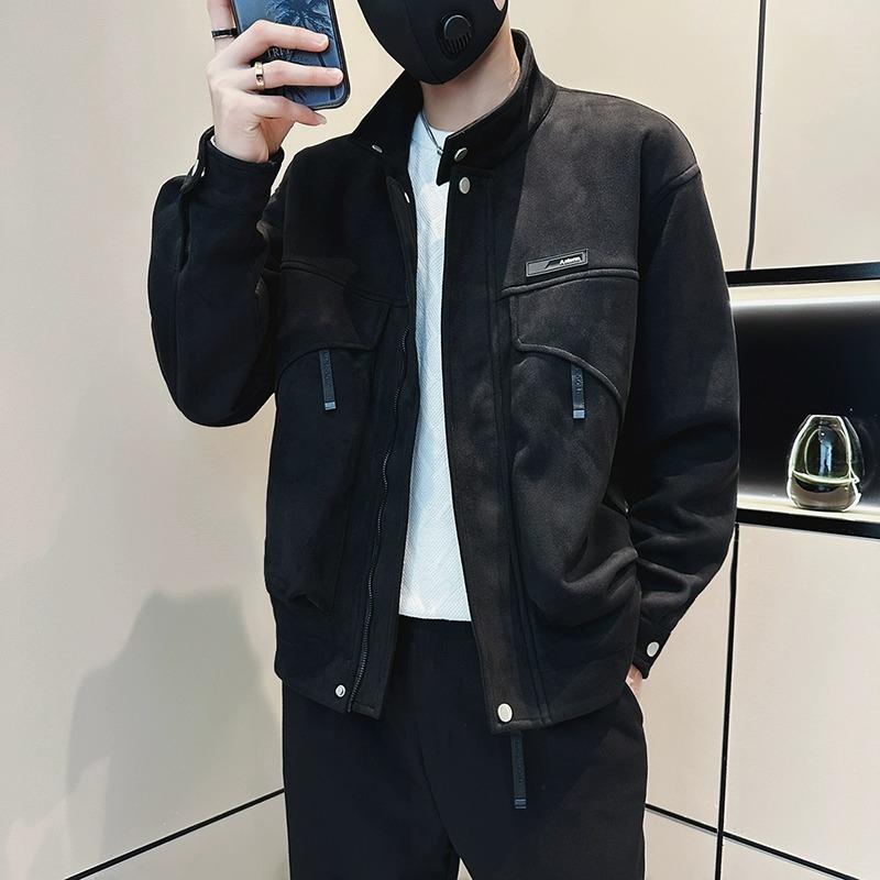 メンズ  服  分かりやすい 流行り物 オシャレ 成年者 かっこいい 気が大きい大きさ 表どおり 成人男性服 細工物上衣 心地よい スエードクロス 上衣 ハイエンド 秋 トップス