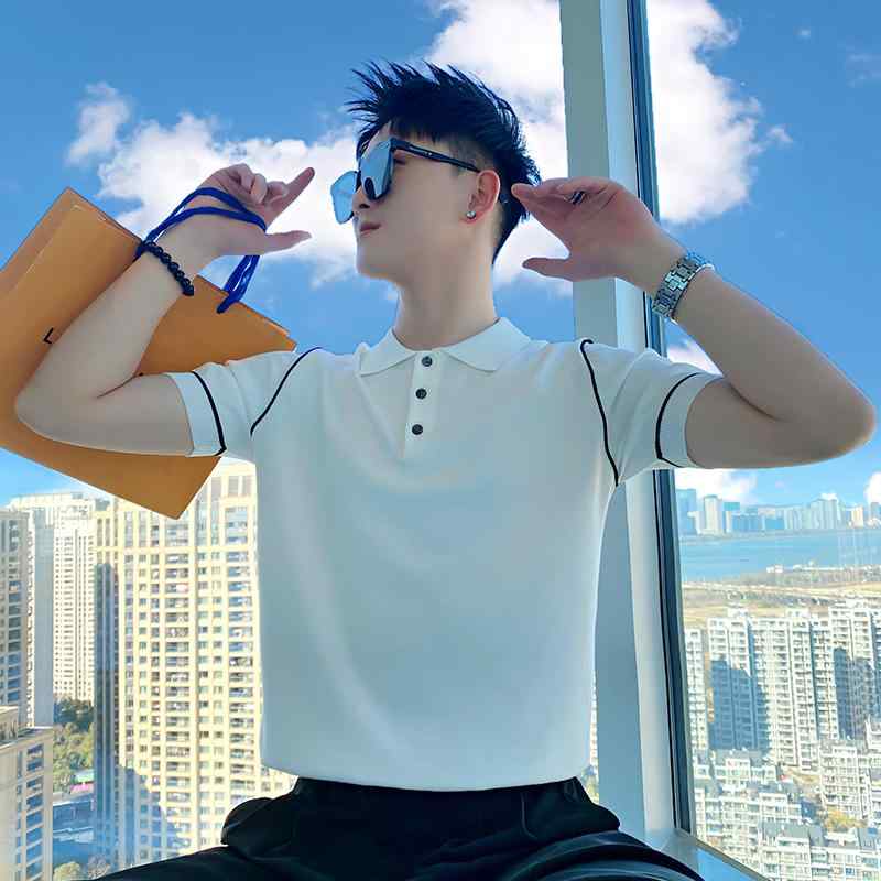 メンズ 服 シンプル ファッション オシャレ 大人 かっこいい 大きいサイズ ストリート 紳士服 冷感 ニット 半袖 T シャツ 夏 トップス ポロシャツ