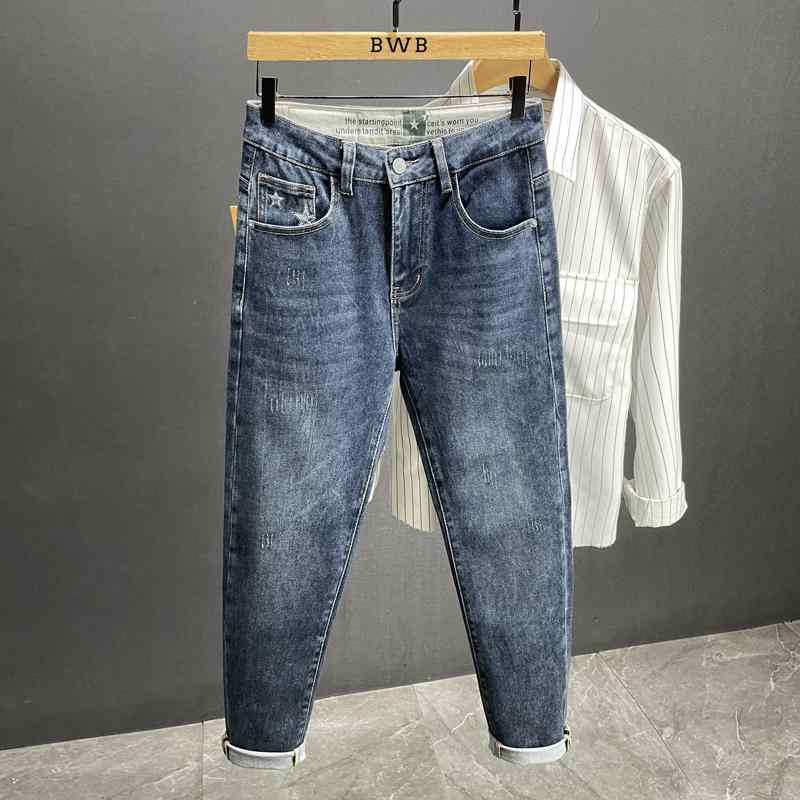 メンズ  服  分かりやすい 流行り物 オシャレ 成年者 かっこいい 馬鹿でかい大きさ 表どおり 成人男性服 秋 青み デニム 伸縮性 伸ばすこと 伸ばすこと か細い 相応うズボン下 表どおり ウォッシュ ズボン下