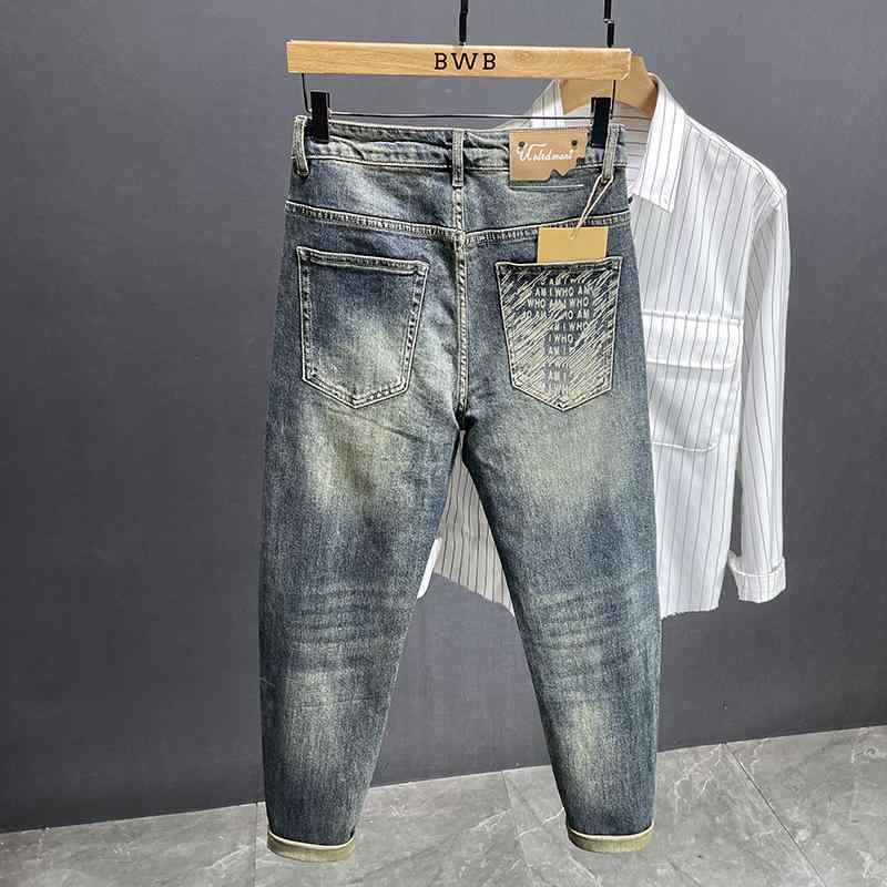メンズ  服  分かりやすい 流行り物 オシャレ 成年者 かっこいい 馬鹿でかい大きさ 表どおり 成人男性服 レトロ 青み デニム 秋 表どおり か細い相応う ズボン下 心地好い 伸ばすこと ズボン