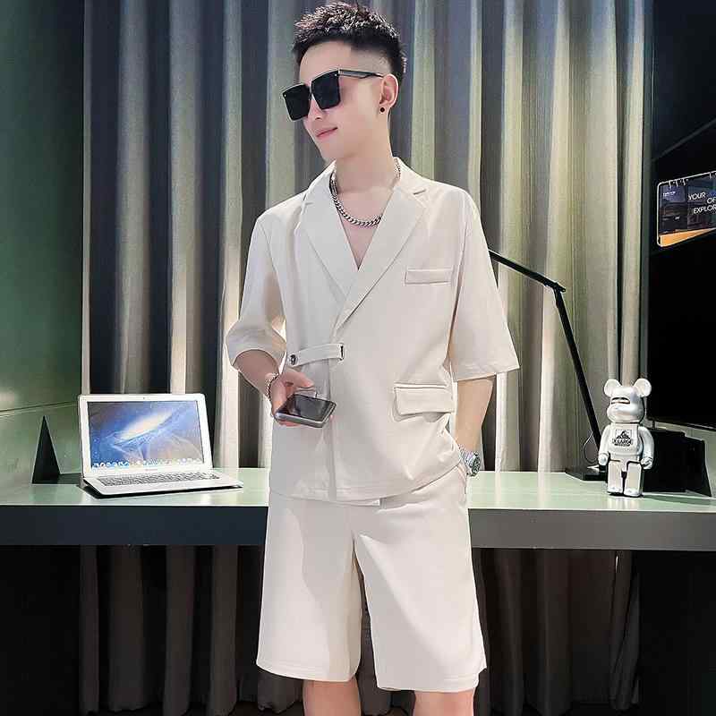 メンズ 服 シンプル ファッション オシャレ 大人 かっこいい 大きいサイズ ストリート 紳士服 カジュアル 冷感 速乾 薄手 半袖 スーツ ファッション パンツ スーツ