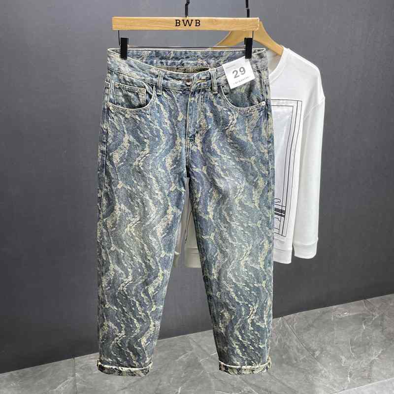 メンズ  服  分かりやすい 流行り物 オシャレ 成年者 かっこいい 馬鹿でかい大きさ 表どおり 成人男性服 レトロ アメリカン デニム 秋 引っ切り無い 広々とした レッグ ズボン下 表どおり ジャカード