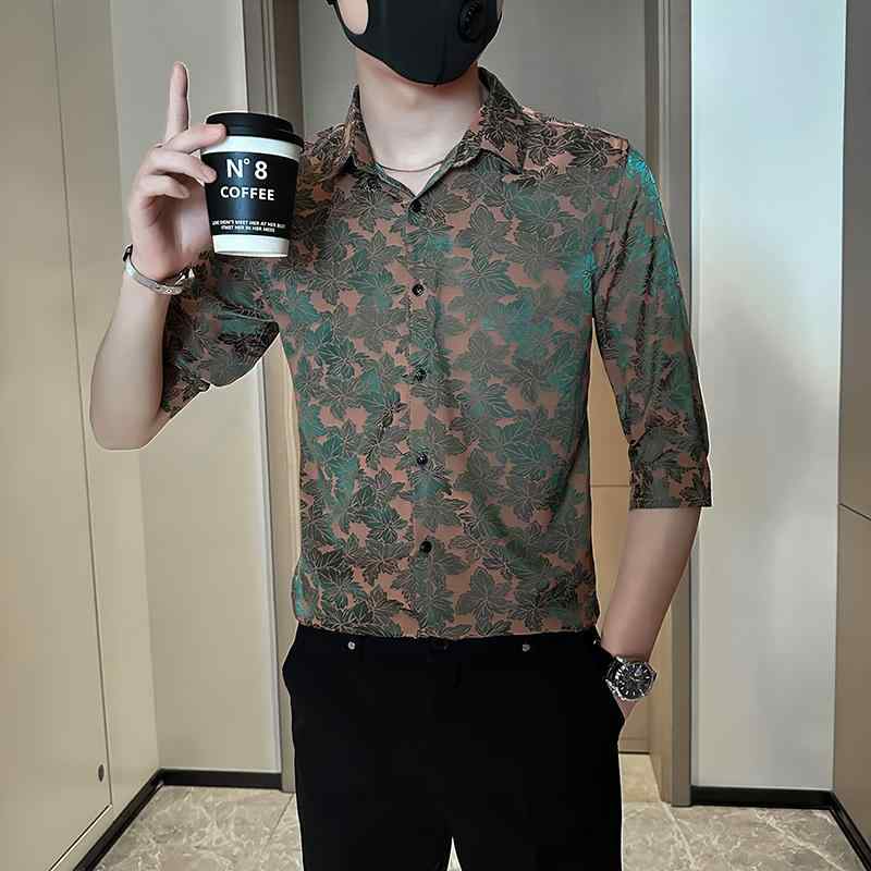 メンズ 服 シンプル ファッション オシャレ 大人 かっこいい 大きいサイズ ストリート 紳士服 夏 薄手 シャツ 七分袖 カジュアル