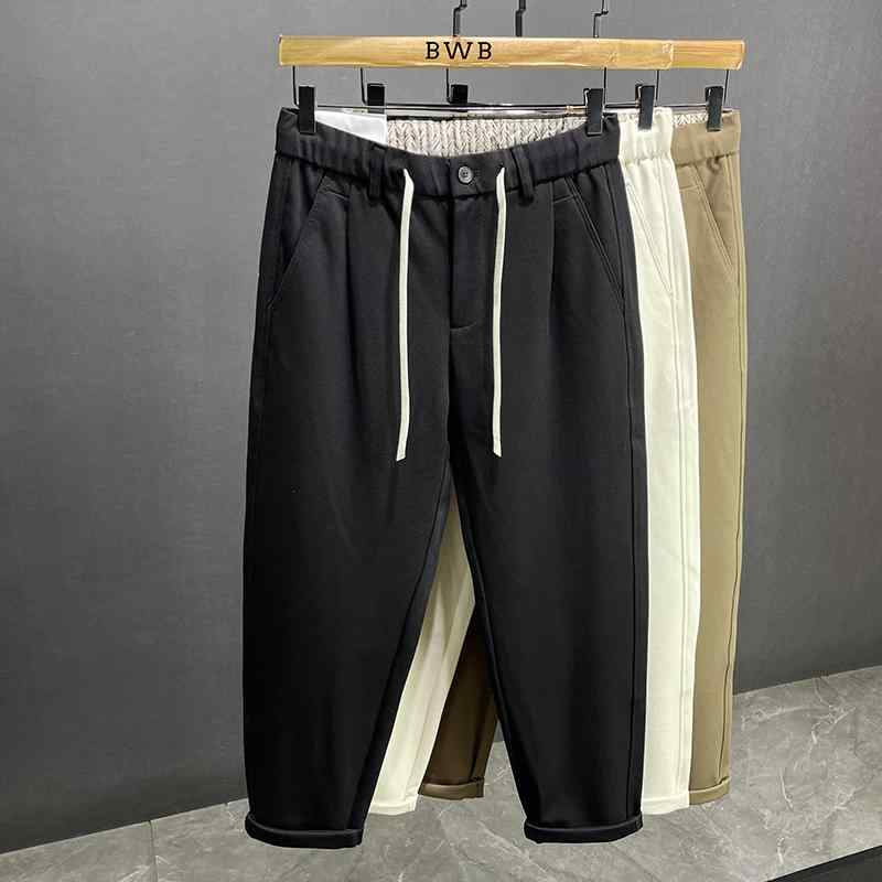 メンズ  服  分かりやすい 流行り物 オシャレ 成年者 かっこいい 馬鹿でかい大きさ 表どおり 成人男性服 秋 心地好い ズボン下 黒 ズボン 引っ切り無い 伸ばすこと 商行為 テーパード ズボン下