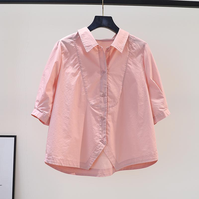 レディース ファッション 服 オシャレ カワイイ シンプル 大人カワイイ 大きいサイズ ステッチ ピンク 綿 シャツ 秋 カジュアル トップス