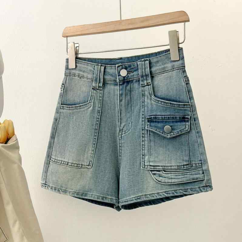レディース ファッション 服 オシャレ カワイイ シンプル 大人カワイイ 大きいサイズ 秋 デニム パンツ ハイウエスト スリム カーゴポケット シック Aライン ワイド レッグ パンツ