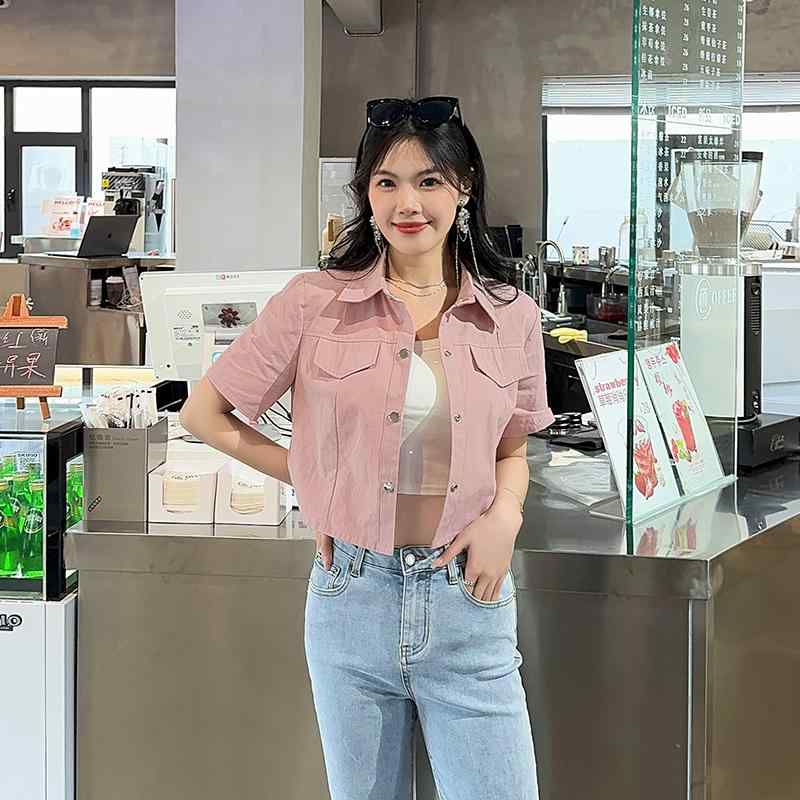 春 コーデ レディース ファッション オシャレ カワイイ シンプル きれいめ ナチュラル 上品カジュアル 婦人服 ピンク 薄手 スーツ ジャケット 夏 半袖 トップス スリムフィット 大きいサイズ