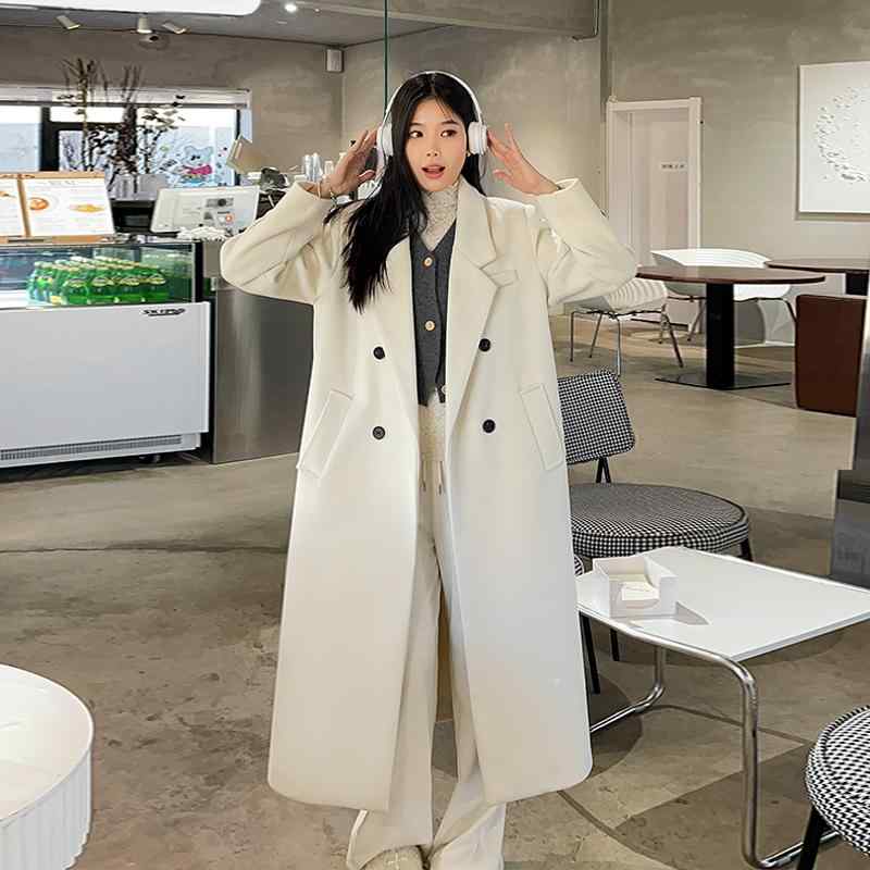 春 コーデ レディース 流行り物 オシャレ カワイイ 分かりやすい 好いたらしいめ 自然的 窈窕たる心地好い 成人女性服 ベージュ ロング 羊毛 厚地の外套 ハイエンド アウターウェア 馬鹿でかい大きさ