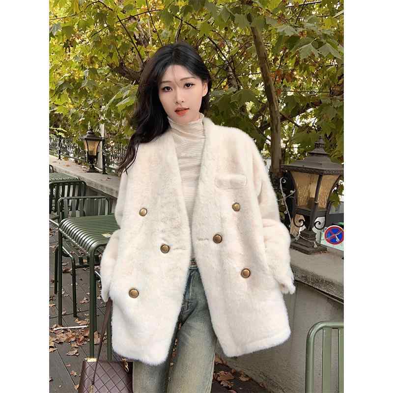 レディース 流行り物 服 オシャレ カワイイ  分かりやすい 成年者カワイイ 気が大きい大きさ   ハイエンド 韓国 表現スタイル 白いこと ラムウール 上衣
