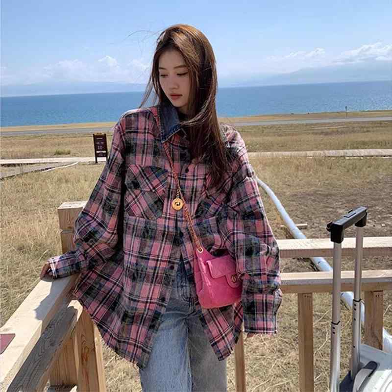 レディース 流行り物 服 オシャレ カワイイ  分かりやすい 成年者カワイイ 気が大きい大きさ  秋 トップス 韓国 表現スタイル ゆったり 長袖 今めかしい サクラ色 読み合わせる柄 プルオーバー