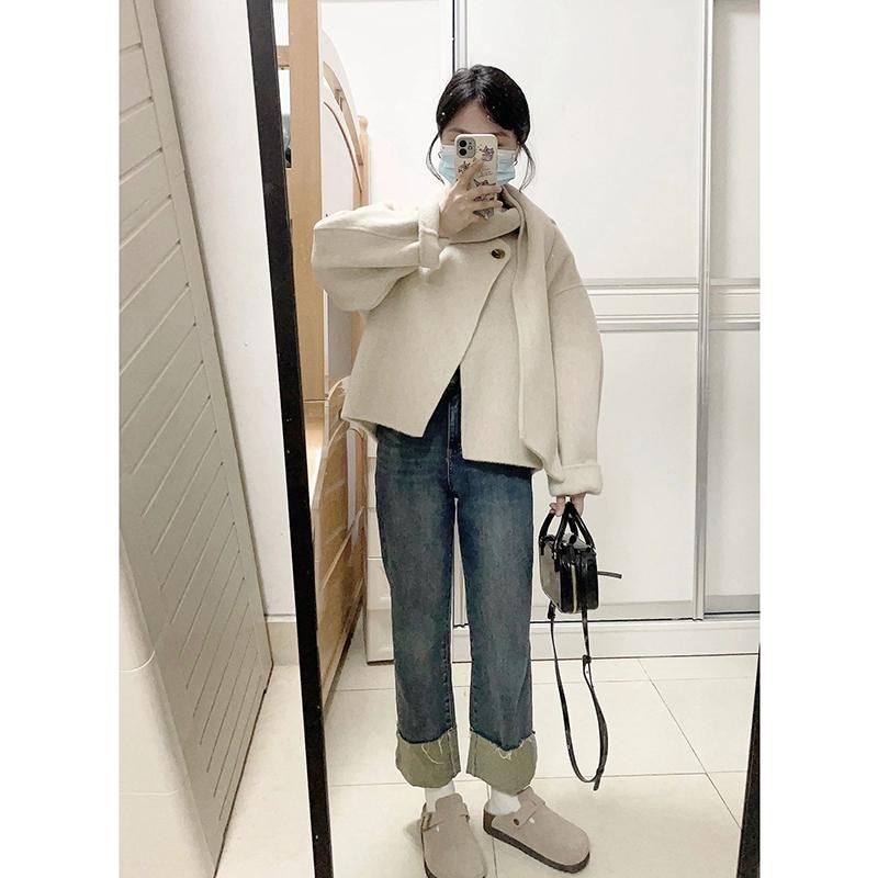 レディース 流行り物 服 オシャレ カワイイ  分かりやすい 成年者カワイイ 途轍も無い大いさ  秋 窈窕たる ハイエンド 白 絨毛 厚地の外套 コート・ジャケット-レディースファッション