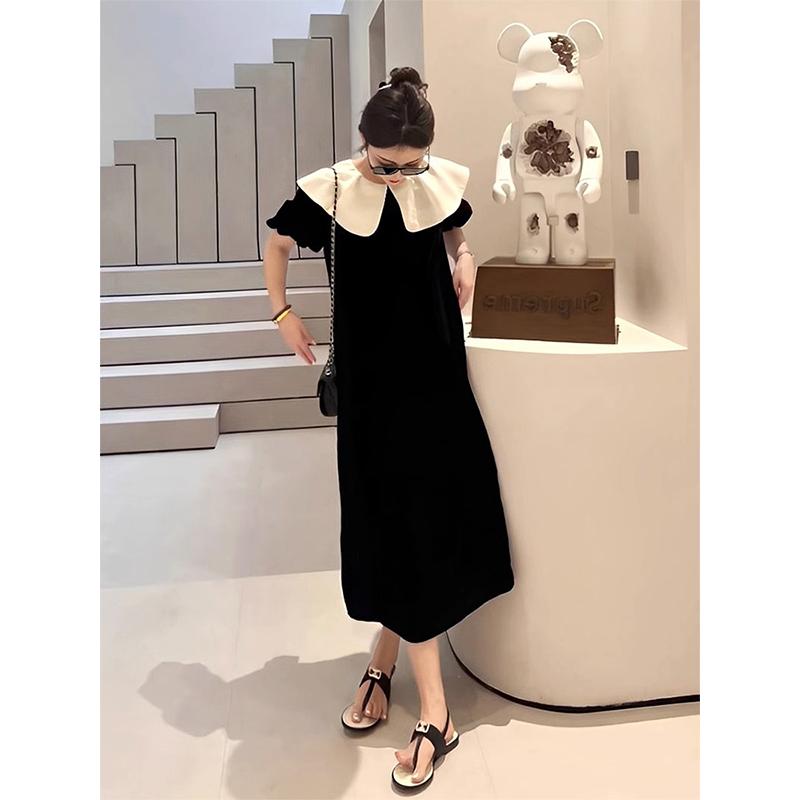レディース 流行り物 服 オシャレ カワイイ  分かりやすい 成年者カワイイ 気が大きい大きさ  フレンチ ハイエンド ロング お召しもの ゴールド 十分な量 黒いこと 秋