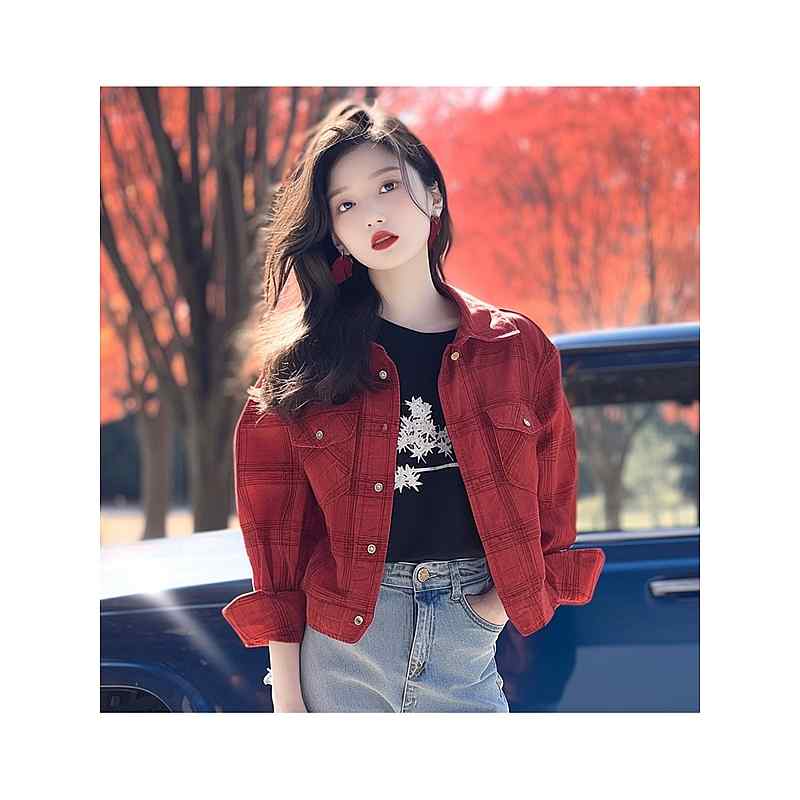 レディース ファッション 服 オシャレ カワイイ シンプル 大人カワイイ 大きいサイズ トップス 韓国 スタイル 西洋 ハイエンド 赤 チェック柄 長袖 コート｜リコット