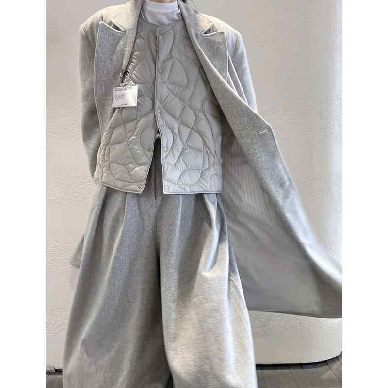 レディース 流行り物 服 オシャレ カワイイ  分かりやすい 成年者カワイイ 気が大きい大きさ  秋 薄墨色 羊毛 厚地の外套 綿織物厚地の外套 より良い ズボン下 背広 殴り付ける