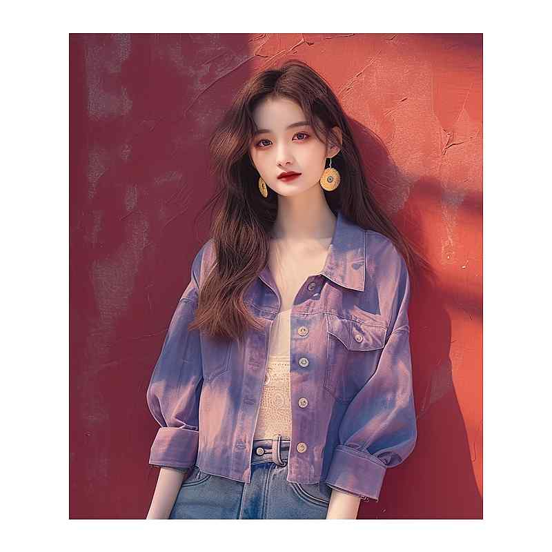 レディース ファッション 服 オシャレ カワイイ シンプル 大人カワイイ 大きいサイズ 秋 韓国 スタイル クールクール パープル デニム ジャケット｜リコット 9,008円