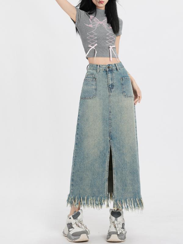 レディース 流行り物 服 オシャレ カワイイ  分かりやすい 成年者カワイイ 気が大きい大きさ   御機嫌酉の方角 細長い切口 ジーンズ スコート 秋 御姉さん タッセル A生産ライン スコート