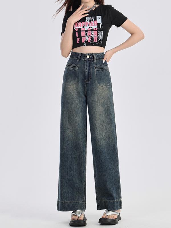 レディース ファッション 服 オシャレ カワイイ シンプル 大人カワイイ 大きいサイズ 九分丈 ストレート ジーンズ ハイウエスト 秋 ワイド レッグ パンツ｜リコット 15,857円