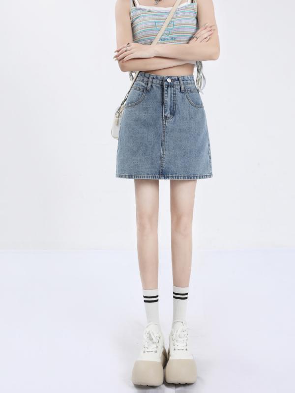 レディース ファッション 服 オシャレ カワイイ シンプル 大人カワイイ 大きいサイズ ガール スカート 秋 ハイウエスト Aライン デニム スカート