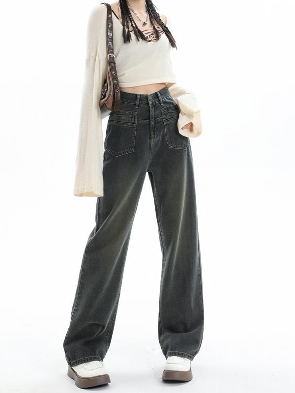 レディース 流行り物 服 オシャレ カワイイ  分かりやすい 成年者カワイイ 馬鹿でかい大きさ   広々とした レッグ デニム ご機嫌酉の方角 か細い 引っ切り無い ロング ズボン下