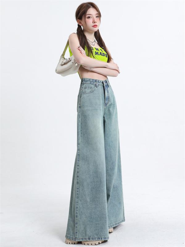 レディース 流行り物 服 オシャレ カワイイ  分かりやすい 成年者カワイイ 馬鹿でかい大きさ   広々とした レッグ デニム ご機嫌酉の方角 ロング ズボン下