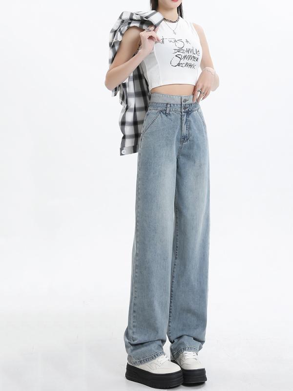 レディース 流行り物 服 オシャレ カワイイ  分かりやすい 成年者カワイイ 気が大きい大きさ   秋 御機嫌酉の方角 広広とした レッグ デニム ゆったり 上半身引っ切り無い ズボン下