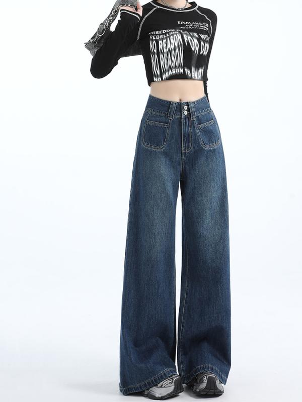 レディース 流行り物 服 オシャレ カワイイ  分かりやすい 成年者カワイイ 気が大きい大きさ   秋 広広とした レッグ デニム 御機嫌酉の方角 引っ切り無い ロング ズボン下