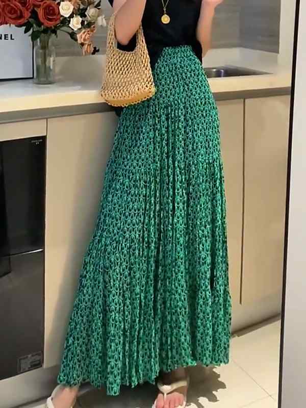 レディース ファッション 服 オシャレ カワイイ シンプル 大人カワイイ 大きいサイズ ボヘミアン リゾート ハイウエスト プリント ストレート スカート 秋 ゆったり スリム ミドル丈