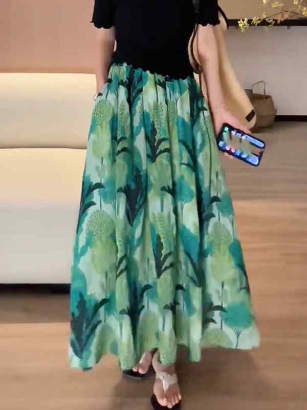 レディース ファッション 服 オシャレ カワイイ シンプル 大人カワイイ 大きいサイズ 軽 ホリデー ハイウエスト プリント ストレート スカート 秋 スリム クール ロング