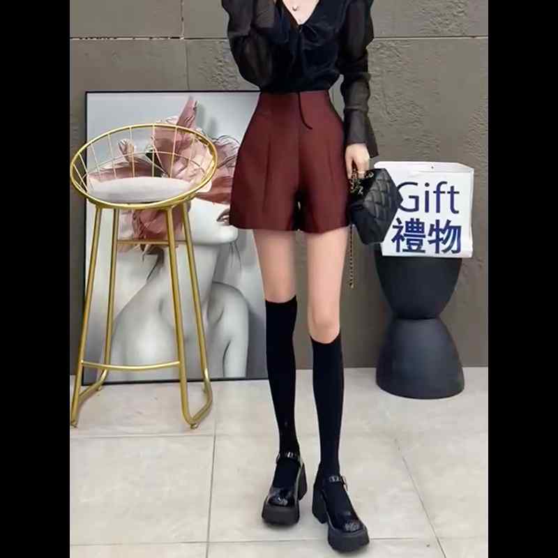 レディース ファッション 服 オシャレ カワイイ シンプル 大人カワイイ 大きいサイズ バーガンディ ハイウエスト スリム カジュアル パンツ 秋 Aライン ワイド レッグ