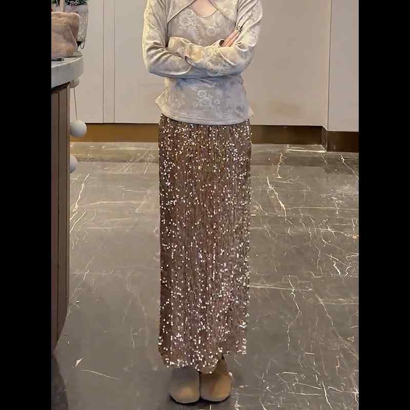 レディース ファッション 服 オシャレ カワイイ シンプル 大人カワイイ 大きいサイズ ブラウン ハイウエスト ロング スカート 秋 Aライン