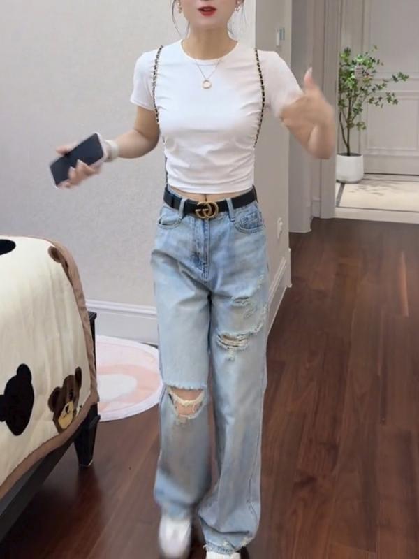 レディース ファッション 服 オシャレ カワイイ シンプル 大人カワイイ 大きいサイズ ワイド レッグ ジーンズ パンツ ハイウエスト スリム ストレート｜リコット