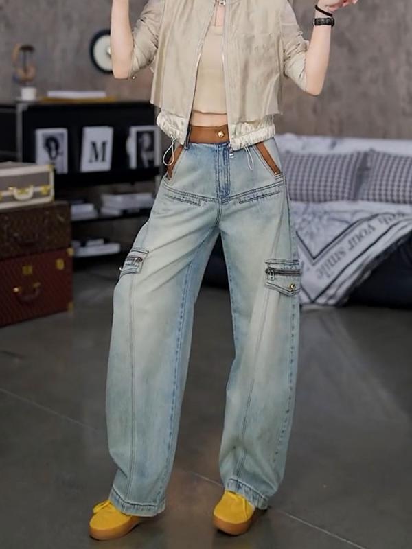レディース 流行り物 服 オシャレ カワイイ  分かりやすい 成年者カワイイ 気が大きい大きさ  点火装置 青色 御機嫌酉の方角 引っ切り無い 衣嚢 デニム 秋 韓国 表現スタイル か細い ズボン下