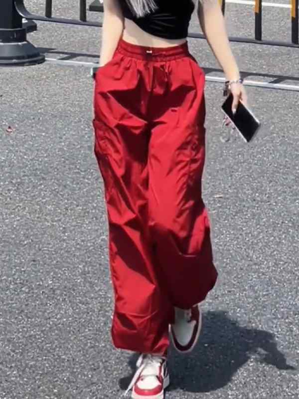 レディース 流行り物 服 オシャレ カワイイ  分かりやすい 成年者カワイイ 気が大きい大きさ  赤 御機嫌酉の方角 薄っぺら アメリカン 運動競技 ズボン下 秋 ゆったり 広広とした レッグ