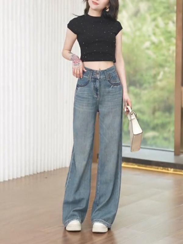 レディース 流行り物 服 オシャレ カワイイ  分かりやすい 成年者カワイイ 気が大きい大きさ  アメリカン 表どおり 青色 デニム 秋 か細い 引っ切り無い ズボン下 御機嫌酉の方角