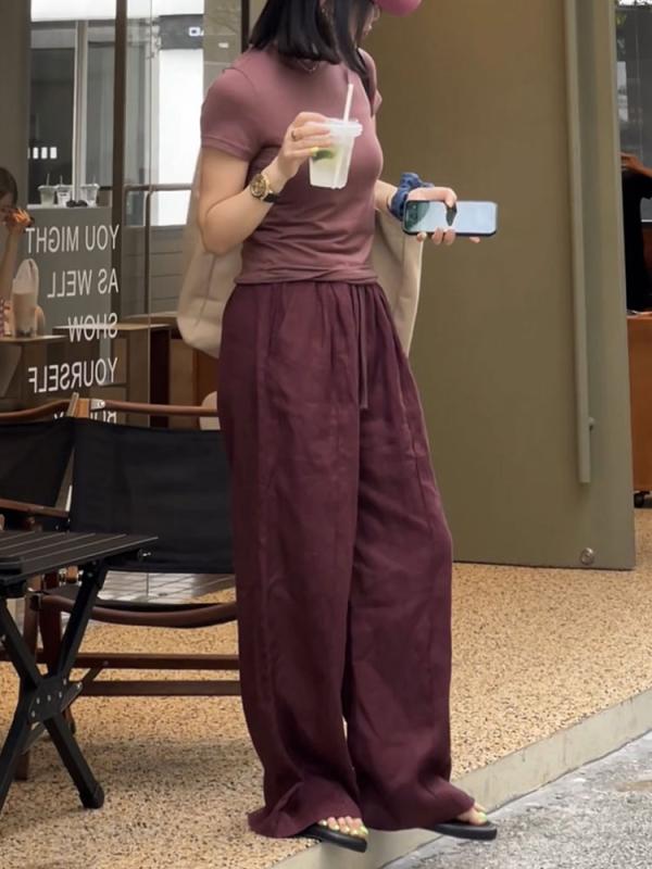 レディース ファッション 服 オシャレ カワイイ シンプル 大人カワイイ 大きいサイズ 秋 無地 ハイウエスト スリム ストレート ワイド レッグ カジュアル パンツ シック
