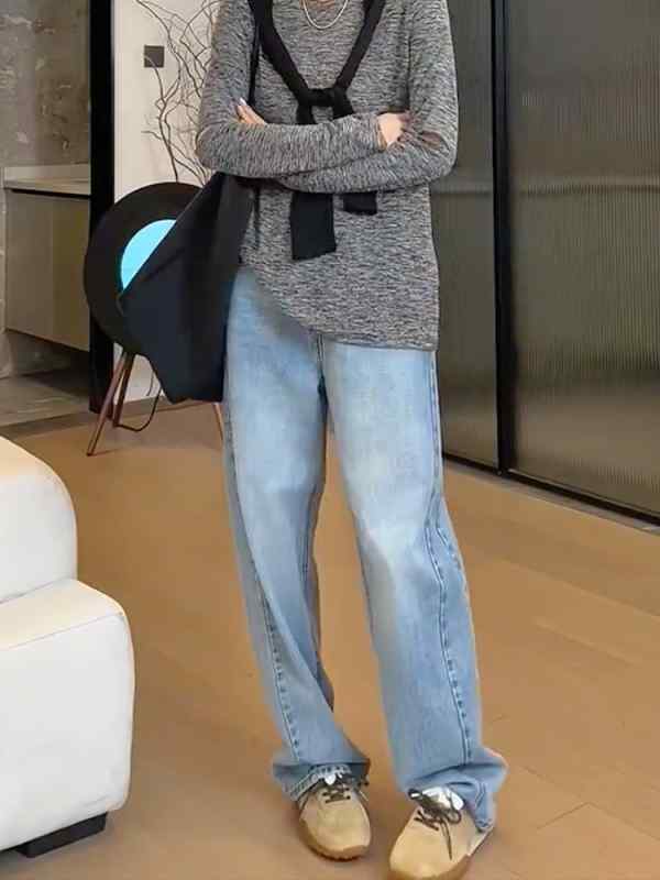 レディース 流行り物 服 オシャレ カワイイ  分かりやすい 成年者カワイイ 気が大きい大きさ  秋 青色 ウォッシュ デニム 御機嫌酉の方角 ロング ズボン下 引っ切り無い