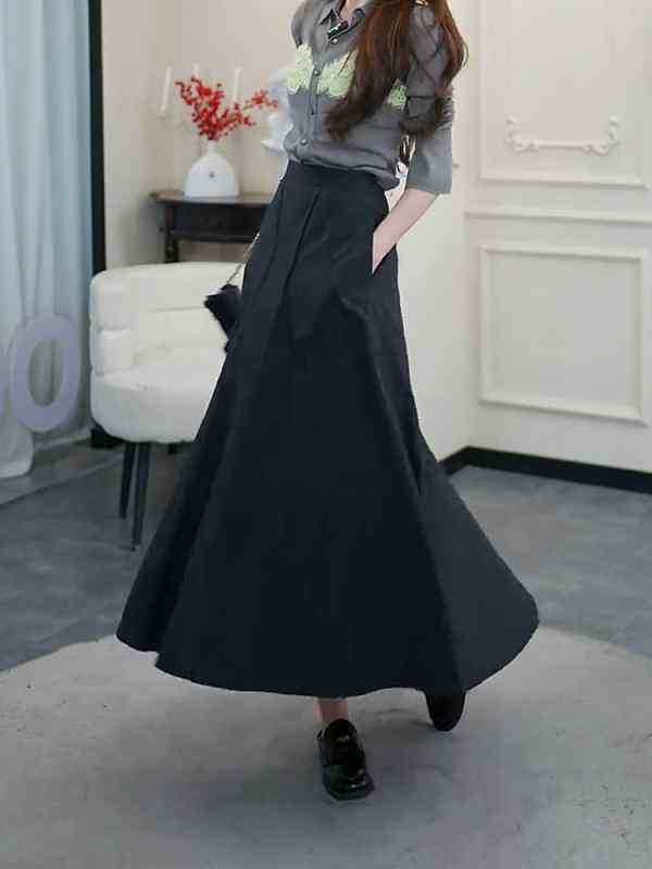 レディース ファッション 服 オシャレ カワイイ シンプル 大人カワイイ 大きいサイズ シンプル ハイウエスト ストレート スカート スーツ 秋 ゆったり スリム ミドル丈 アンブレラ