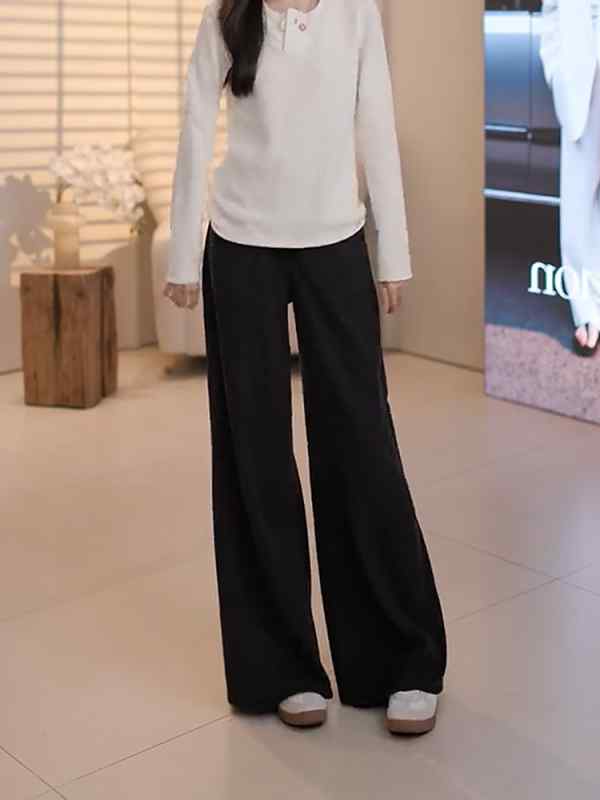 レディース ファッション 服 オシャレ カワイイ シンプル 大人カワイイ 大きいサイズ ブラック アメリカン ハイウエスト ストレート ワイド レッグ ジーンズ 秋 スリム ロング パンツ