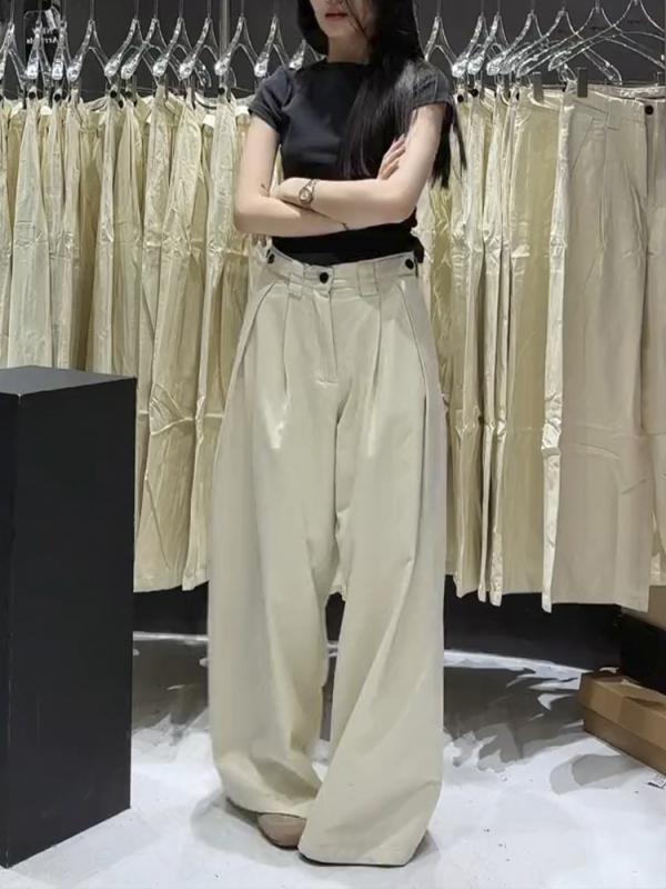 レディース ファッション 服 オシャレ カワイイ シンプル 大人カワイイ 大きいサイズ ハイウエスト 秋 通勤 スーツ パンツ 快適 ロング パンツスリム ワイド レッグ カジュアル｜リコット
