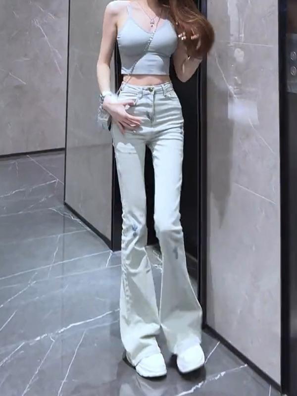 レディース ファッション 服 オシャレ カワイイ シンプル 大人カワイイ 大きいサイズ アメリカン ストリート ブーツ カット ジーンズ 秋 ベルボトム パンツ スリム ストレッチ ｜リコット