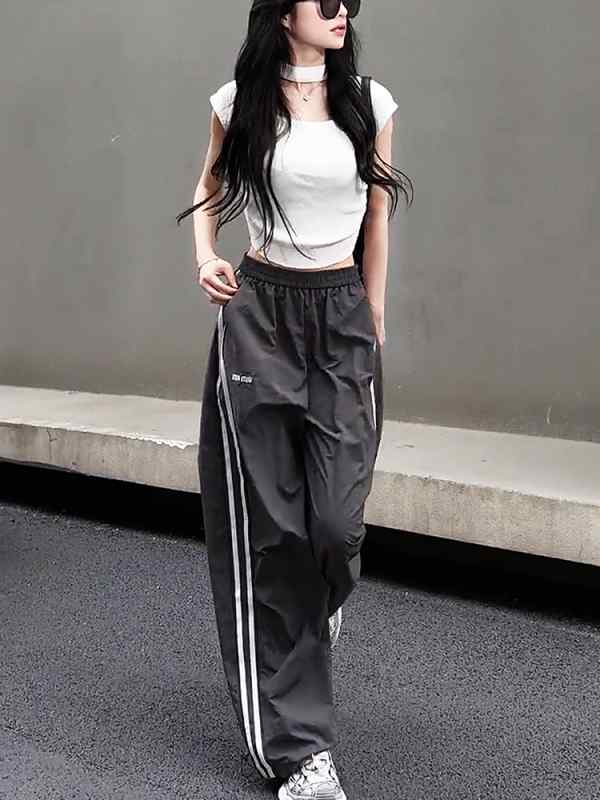 レディース ファッション 服 オシャレ カワイイ シンプル 大人カワイイ 大きいサイズ アメリカン グレー ハイウエスト ストレッチ ダブル ポール ストレート ワイド レッグ 秋 パンツ 7,662円
