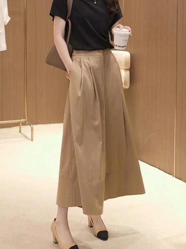 レディース ファッション 服 オシャレ カワイイ シンプル 大人カワイイ 大きいサイズ カバー ハイウエスト ゆったり カジュアル パンツ スカート 秋 ワイド 快適 八分丈