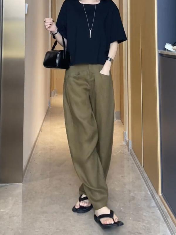 レディース ファッション 服 オシャレ カワイイ シンプル 大人カワイイ 大きいサイズ ワイド レッグ パンツ 秋 ハイウエスト スリム 快適 ストレート カジュアル ロング