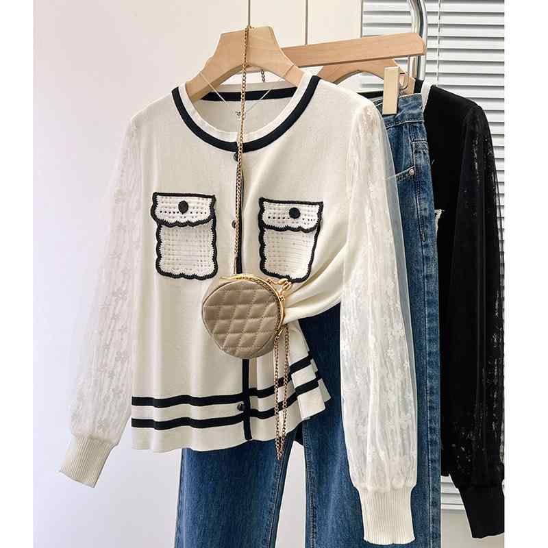 レディース ファッション 服 オシャレ カワイイ シンプル 大人カワイイ 大きいサイズ メッシュセーター 長袖 カラー トップス