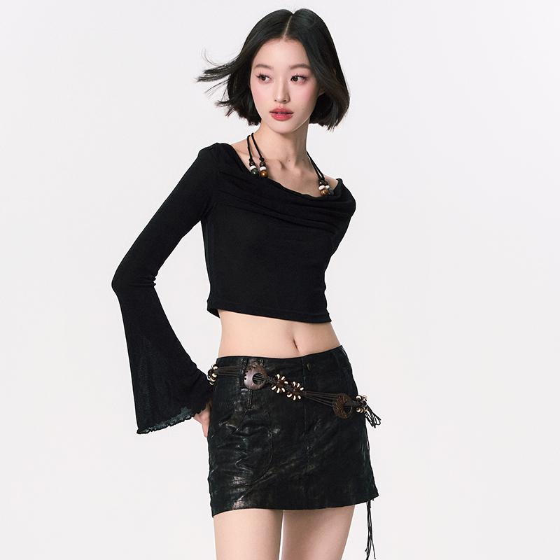 レディース ファッション 服 オシャレ カワイイ シンプル 大人カワイイ 大きいサイズ ビーズ ストラップ スカート 秋 ヒップ カバー|リコット